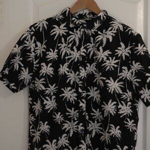 Forever 21 Palm Tree Hawaiian Button Shirt, Size Large